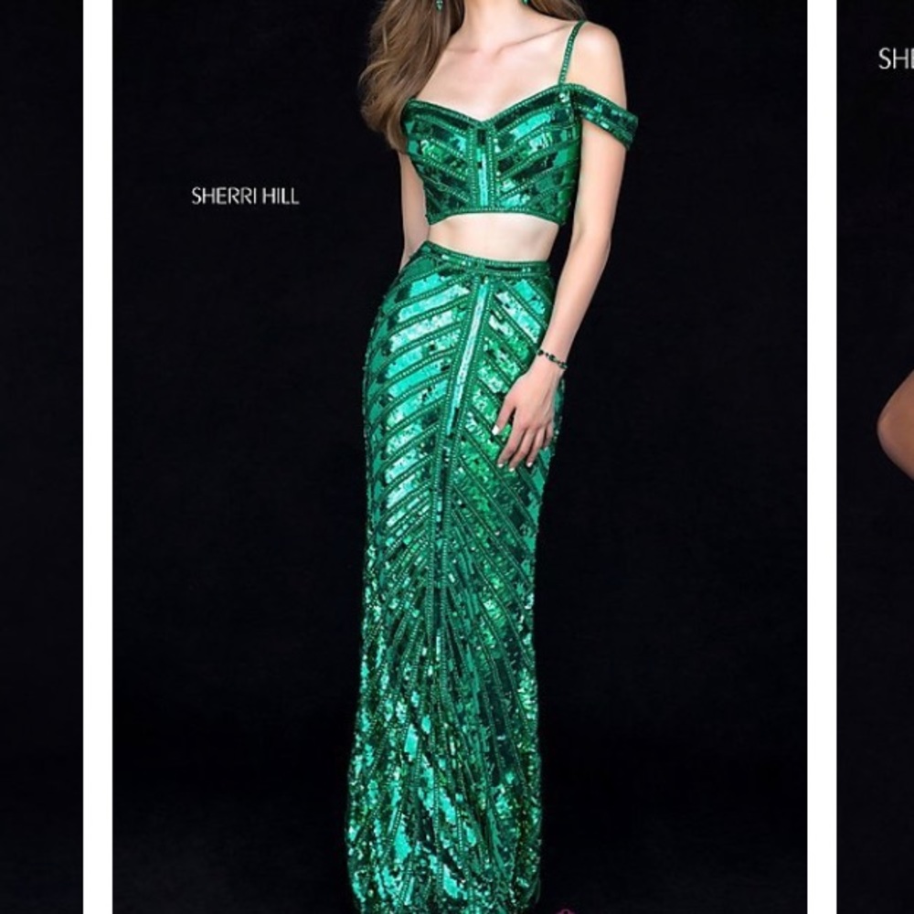 Green Sherri Hill Prom and Pageant Gown